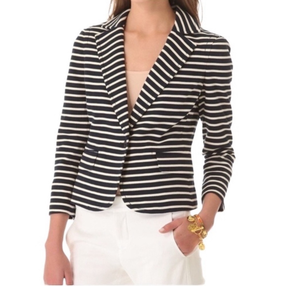 Tory Burch | Kamilla Jacket Striped Blazer Navy White Size Small